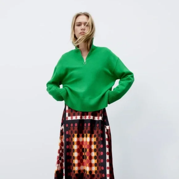 Zara Sweaters Zara Knit Zip Sweater Poshmark